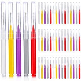 Patelai 50 Pieces Interdental Brush for Cleaner Braces Brush Toothpick Dental Tooth Flossing Head Oral Dental Hygiene Flosser Toothpick Cleaners Tooth Cleaning Tool(Red, Purple, Yellow, Gray, White)