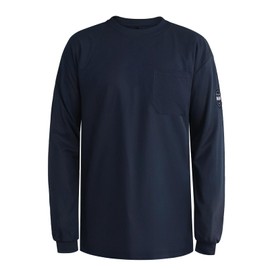 Uno Mejor 5.5OZ FR Shirts, 100% C Flame Resistant Work Shirt with Long Sleeves, Men's Fire Retardant Welding Shirt, Durable Welding Accessories, Navy-YL M