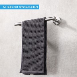 TASTOS 12 Inch Single Towel Bar Rack Brushed Nickel, SUS 304 Stainless Steel Round Bathroom Towel Bar Heavy Duty Towel Holder Kitchen Towel Rod, Wall Mount with Screws Towel Bar Rod