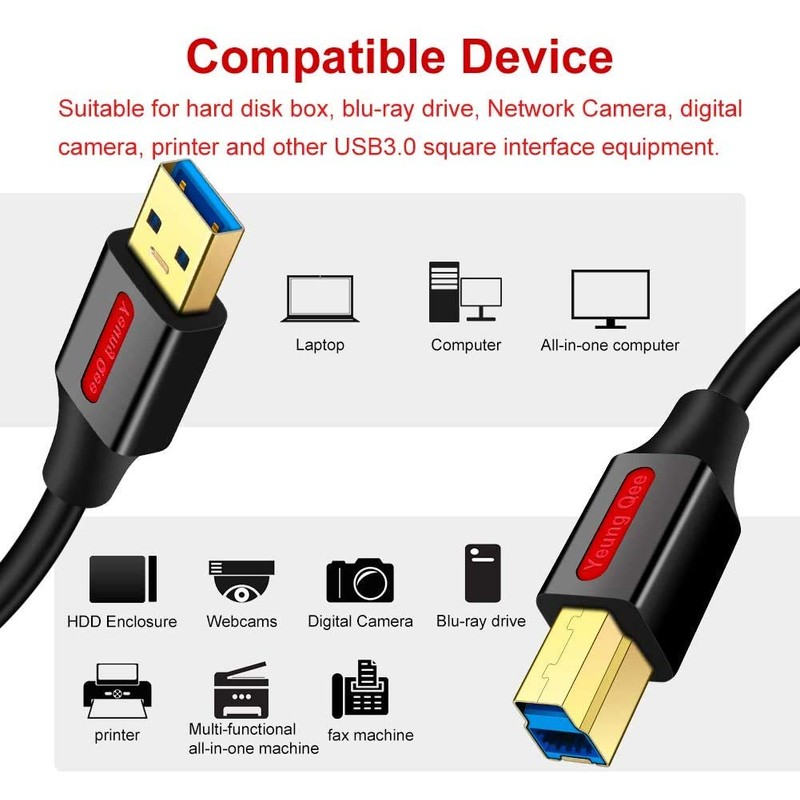 Yeung Qee USB 3.0 Cable A Male to B Male