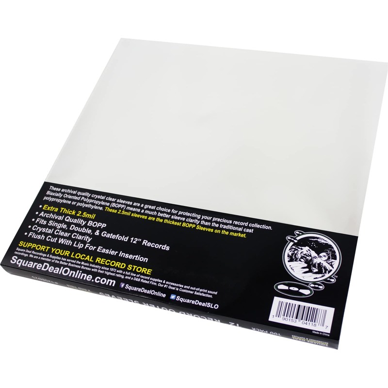 12" LP Record Outer Sleeves Premium 2.5mil Thick Archival Quality,