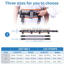 BOLGRLONG Gait Belt Transfer Belt for Seniors with 7 Handles, Medical Nursing Gate Belts with One-Click Buckle for Elderly Walking (S)