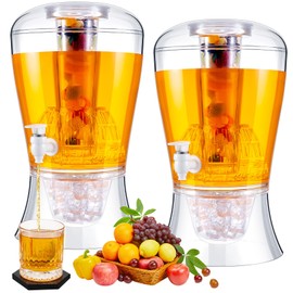 Maxcheck 2 Pieces 6.8 L Acrylic Beverage Dispenser Drink Dispensers for Parties Unbreakable Water Container Countertop with Ice Core and Spigot for Iced Juice Tea Coffee Milk Wedding Party