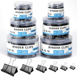 208 PCS 6 Sizes Binder Clips Assorted Sizes Including Extra Large Medium Small Black Clips Office Supplies Black Paper Clips Paper Clamps for Office Home School Bussiness