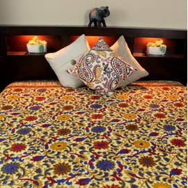 Indian Bedspread Cotton Sunflower Print
