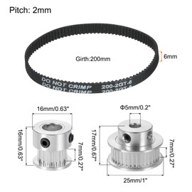 MECCANIXITY Timing Pulley 20&36 Teeth 5mm Bore Synchronous Wheel with Belt and Wrench for 3D Printer, CNC Machine