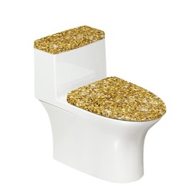 Noprintge Gold Print Without Bling Toilet Lid Cover and Toilet Tank Lid Cover Sets Reusable Washable Toilet Seat Covers Fits Most Toilet Tanks and Lids Easy to Install Home Decor for Women