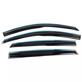 Unbranded Fits 18-25 Honda Accord 4DR Window Vent Visor Mugen Style Guard w/ ORANGE Mugen