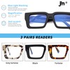 JM 3 Pack übergroße Quadratische Lesebrille für Damen Herren, Blaulichtfilter