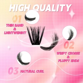 Lash Clusters 60D+80D Eyelash Clusters 3D Effect lashes clusters D Curl cluster eyelash extensions with Thin Band Fluffy Soft DIY at Home 10-18mm (60D+80D-07D,8-20mm, Mixed)