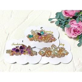 Adult Cute Gorgeous Rhinestone Barrette Hair Ornament, Easy Hair Arrangement, Women's, 3 Types Set, Interchangeable Depending on Your Clothes and Mood, Hair Clip (C)
