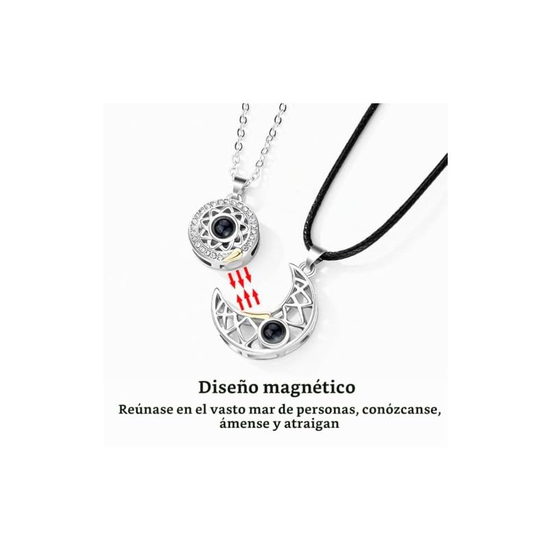 Collar Magnético para Parejas de Sol Y, 100 Idiomas, Colgante