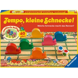 Ravensburger Kinderspiel 23034 Tempo Small Snail 40th Anniversary, Popular Snail Race with Additional Award Ceremony, Board Game for Girls and Boys, 2-6 Players, from 3 Years