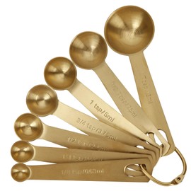 Blueden Measuring Spoons,304 Stainless Steel Measuring Cups & Spoon Set of 7 Piece:1Tbsp&1/2Tbsp,1tsp,3/4tsp,1/2tsp,1/4tsp,1/8tsp Teaspoon Coffee Scoop Tablespoon for Dry and Liquid Ingredients,Gold
