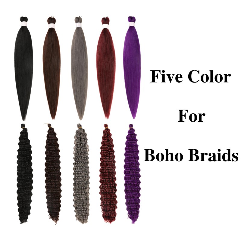 Grey Boho Braiding Hair Pre stretched Curly Braiding Hair Extensions