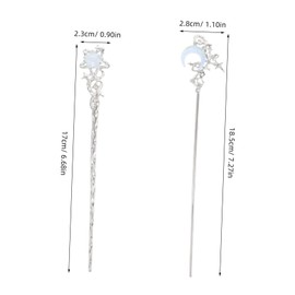 Baluue 2pcs Rhinestone Moon and Star Hair Styling Pins Lightweight Secure Hair Forks for Women Elegant Moonstone Hairpins for Weddings Parties Romantic Looks
