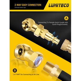 LUMITECO 2-Pack Ball Foot Air Chuck Set, 1/4" FNPT Closed Flow Tire Chuck Inflator Nozzle w/Air Chuck Quick Connect, Tire Air Nozzle for Tire Inflator Gauge, Tire Hose Tool, Air Compressor Attachments