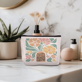 KAIOUS Teacher Gifts for Women — Appreciation Gifts for Teachers Women, Helping Little Minds Grow Teacher Makeup Bag Cosmetic Bag Makeup Zipper Pouch