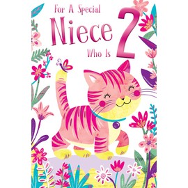 Special Niece 2nd Age 2 Today Cute Cat Happy Birthday Card Lovely Verse