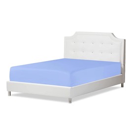 180 Thread Count 100% Pure Anti-Allergic Percale Fitted Sheet Stretches Up To 23cm Deep - Breathable Luxurious Bedding Hotel Quality Sheets (Blue, Single: 90x190cm + 23cm Deep)