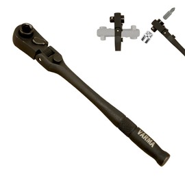 VÄRMA 1/4" Drive Dual Flex Head Ratchet & Bit Driver – 6-inch long, 72-Tooth, 5° Swing Arc, High Torque, Chrome Vanadium Steel