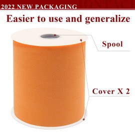 Orange Tulle Fabric Rolls 6 Inch by 200 Yards (600 feet) Fabric Spool Tulle Ribbon for DIY Orange Tutu Bow Baby Shower Birthday Party Wedding Decorations Craft Supplies