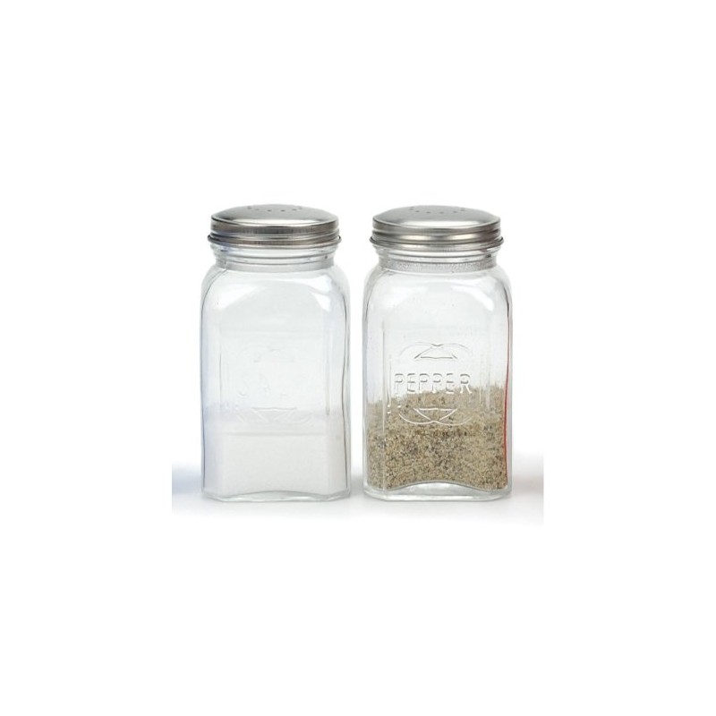 RSVP Retro Clear Glass Salt and Pepper Shaker Set