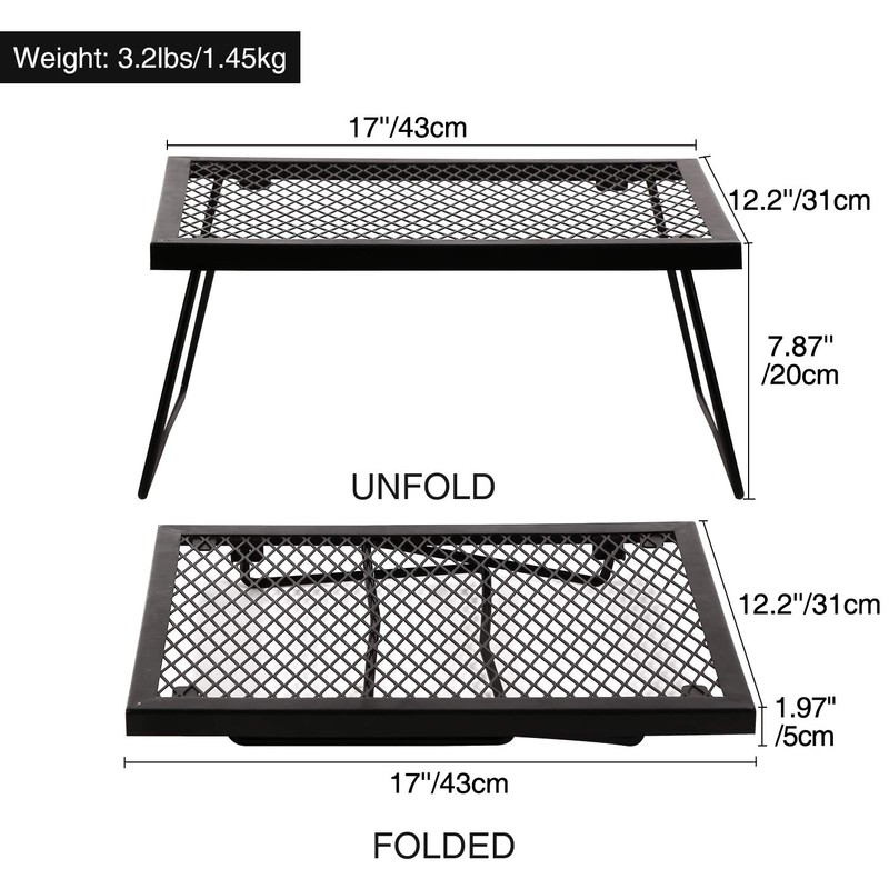 REDCAMP Folding Campfire Grill Heavy Duty Steel Grate, Portable Camp