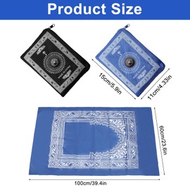 APOMOONS Prayer Mat Set, 2 Pieces Travel Prayer Mat with Compass, Mat Pray Rug, Portable Seccade for Home and Travel, 100 x 60 cm, Windproof, Waterproof (Black and Blue)