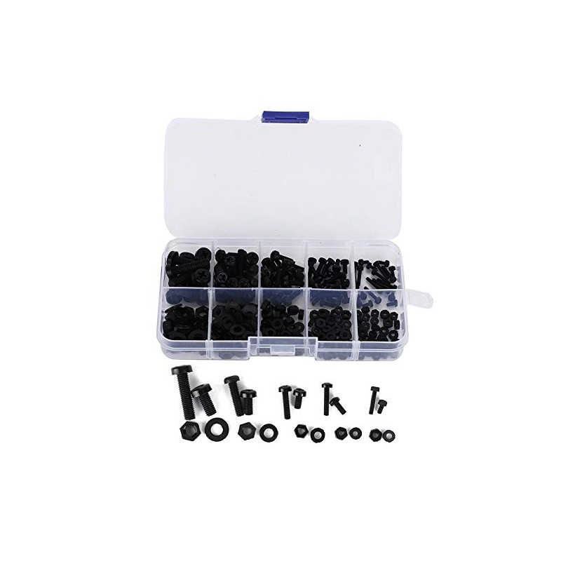 Vikye Tornillos multifunción Negro/Blanco Kit de Tornillo y Tuerca Industrial,
