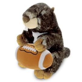 DolliBu Standing Marmot Stuffed Animal with Football Plush - Soft Huggable Playtime Plush Toy, Cute Wildlife Gift, Cute Marmot Doll Animal Toy for Kids, Adults with Name Personalization - 8.5 Inches