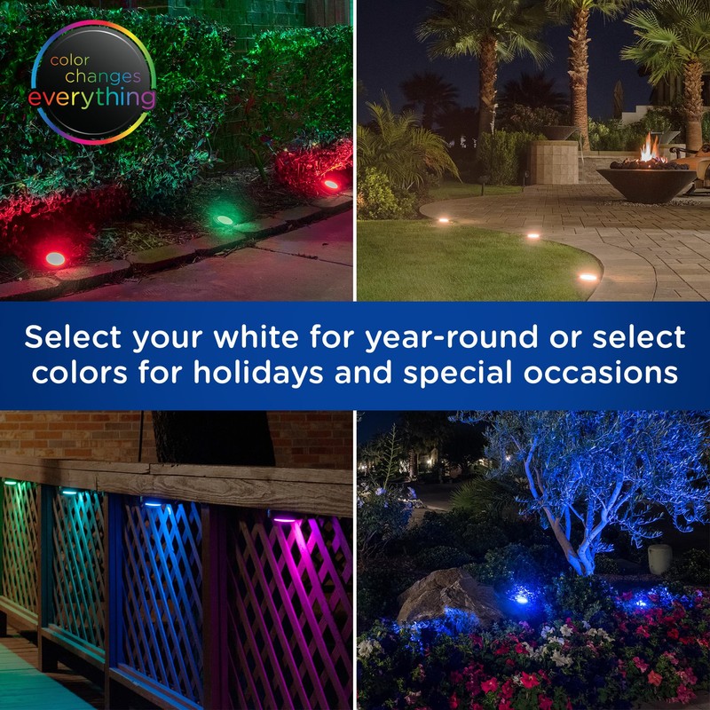 Enbrighten LED Ground Lights, 6 Path Lights, 40ft, Color Changing,
