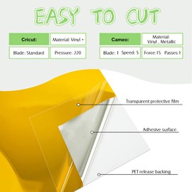 VINYL FROG Gold Chrome Vinyl - 12"x60" Glossy Mirror Adhesive Vinyl Roll Gold Permanent Metallic Craft Vinyl Works with Cameo and Other Cutters