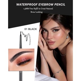 6 Pcs Waterproof Eyebrow Pencil Black Set,Ultra Fine Professional Eyebrow Retractable Pencil Long Lasting Tinted Micro Brow Pen,Defines,Fills for Perfect&Tiny Brows Women Eye Makeup Gel Pencil-01