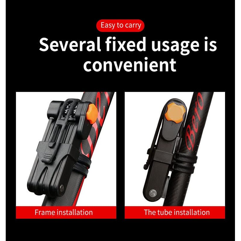 Foldable Bike Password Lock, 4-Digit Combination Folding Chain Lock with