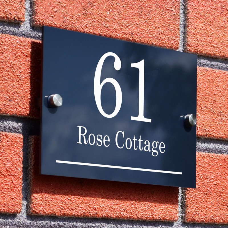 Badgemaster Modern Anthracite House Number Sign Plaque Stainless Steel Standoffs