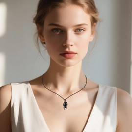 Black Spider Necklace Sterling Silver Black Pearl Pendant Gothic Jewelry for Women Mom