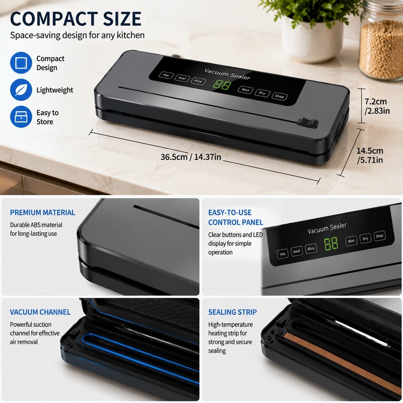 Electric Vacuum Sealer Machine for Food Storage – Wet &