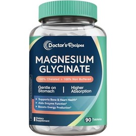 Doctors Recipes- Glicinato de Magnesio, Magnesio Quelado con Alta Absorción y Sin Tampón, Fácil para el Estómago, Sin G