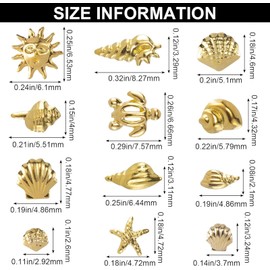 JFIYUOMCI 2 Boxes Gold Ocean Nail Charms for Summer - Starfish Seashell Sea turtle Sun Nails Art Designs, 3D Nail Rhinestones and Gems Metal Studs Jewelry for Women DIY Beach Nail Art Decoration