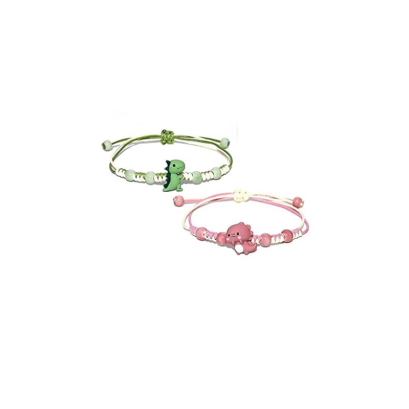 Yocoyee 2pcs Dinosaurs Bracelets Beaded Braided String Rope Chain Thread
