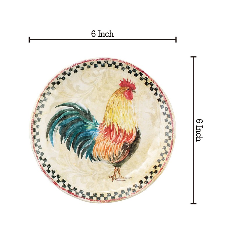 UPware 4-Piece 6 Inch Melamine Serving Plates/Appetizer Plates/Dessert Plates (Country