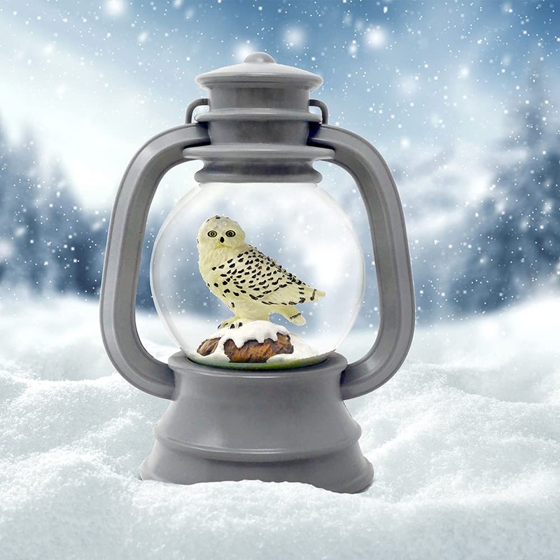 The San Francisco Music Box Company Grey Lantern Snowy Owl