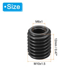 PATIKIL Grade 8.8 Carbon Steel Threaded Repair Insert Nut, 5pcs M6x1 Female to M10x1.5 Male High Strength Screw Sleeve Inserts Reducing Adapter Reducer 12mm