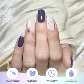 OAUEE Semi Cured Gel Nail Strips | Gel Nail Stickers with UV Light Required | Salon Quality, Easy Application and Removal（Midnight Elegance）