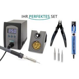 QUICK 969B+ Digital LED Industrial Hand Soldering Station 70W ESD Protection 100°-480°C Adjustable Low Heating Time (39s to 350°C), 3 Fixed Temperature Memory, Calibrable, 5-Piece Accessory Set