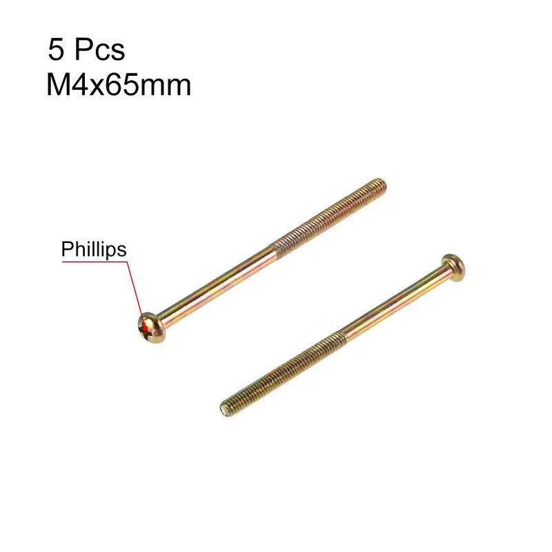 sourcing map M4 x 65mm Male Thread Phillips Pan Head