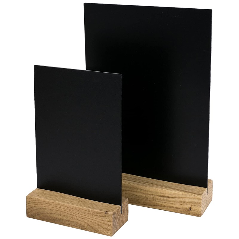 HMF 46452 Acrylic Table Stand Chalkboard with Wooden Base T-Stand
