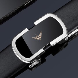 VANNANBA Leather Ratchet Belts for Men Automatic Buckle Casual Belt,with Gift Box