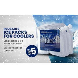 Chill Ice Packs - Pack of 5 - Reusable Freezer Packs - Ideal for Coolers, Picnics, Camping and Lunch Box
